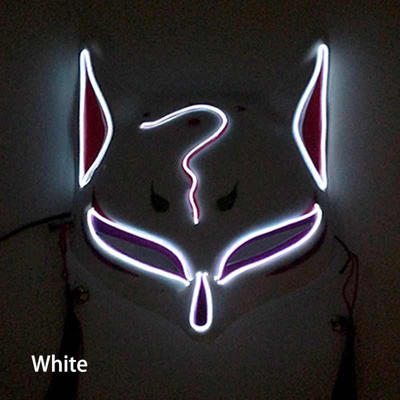 LED Neon Fox Half Face Mask – Light Up Cosplay & Halloween Mask