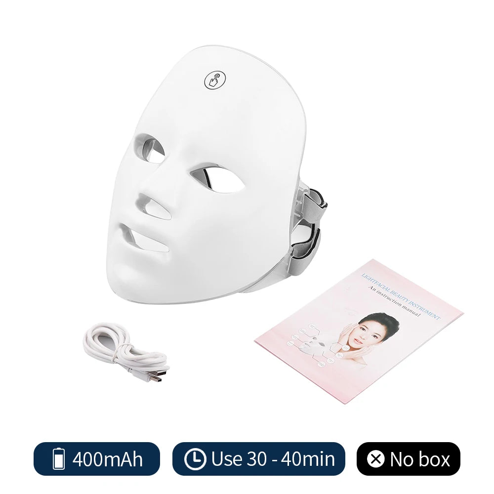 7-Color LED Light Therapy Face Mask – Wireless & Rechargeable