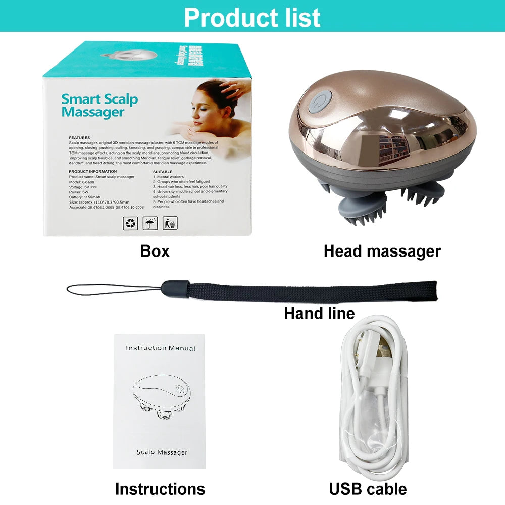 Electric Scalp Massager – 6-Mode Vibration for Hair Growth & Stress Relief