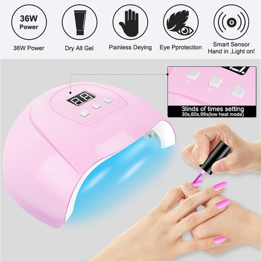 Complete Gel Nail Kit – UV Lamp, Electric Drill, 10 Colors & Base/Top Coat