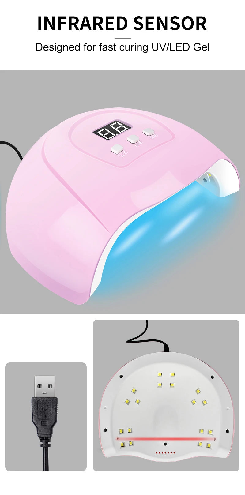 Complete Gel Nail Kit – UV Lamp, Electric Drill, 10 Colors & Base/Top Coat