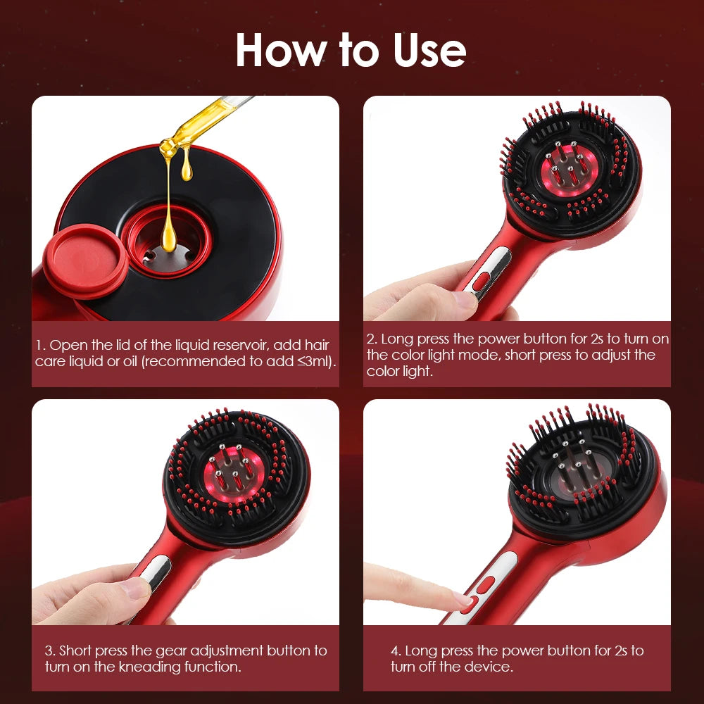 Electric Scalp Massager & Hair Growth Comb – LED Light Therapy