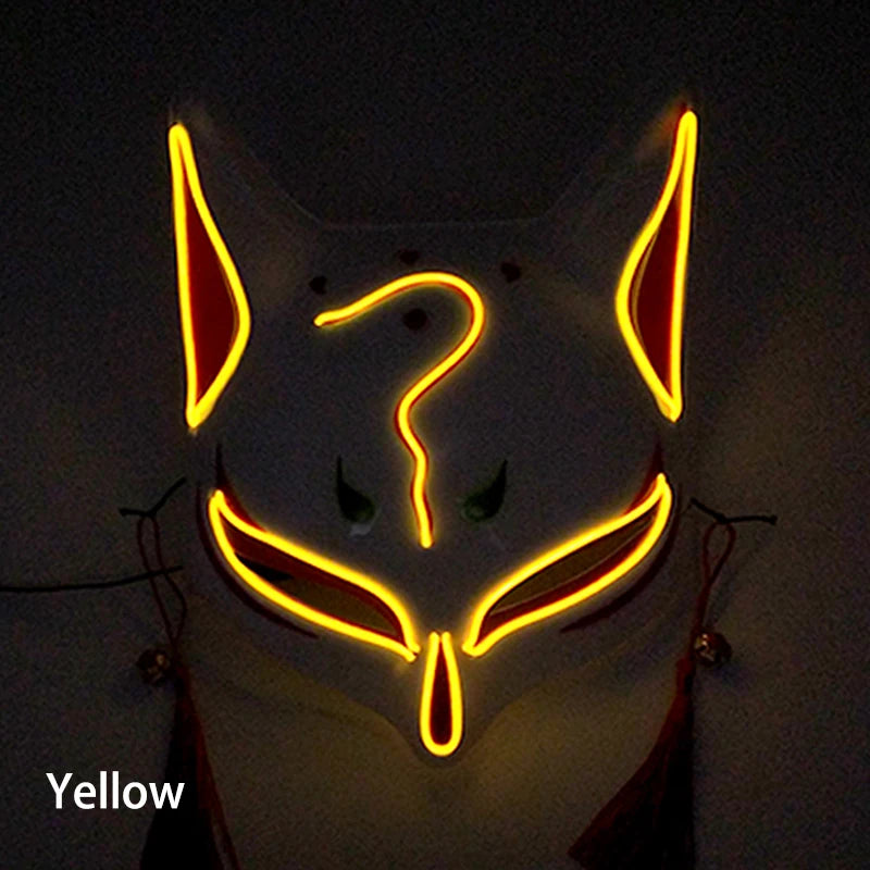 LED Neon Fox Half Face Mask – Light Up Cosplay & Halloween Mask