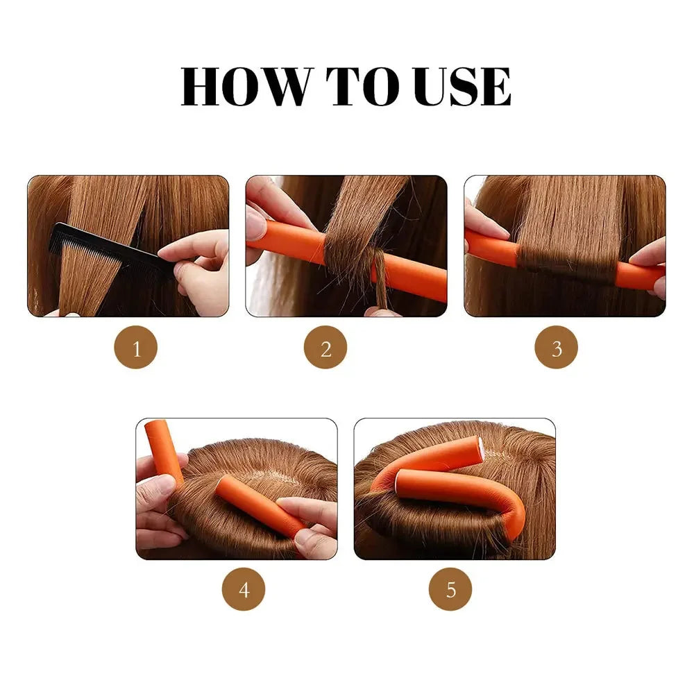 Soft Foam Bendy Hair Rollers – 10-Pack No Heat Curlers