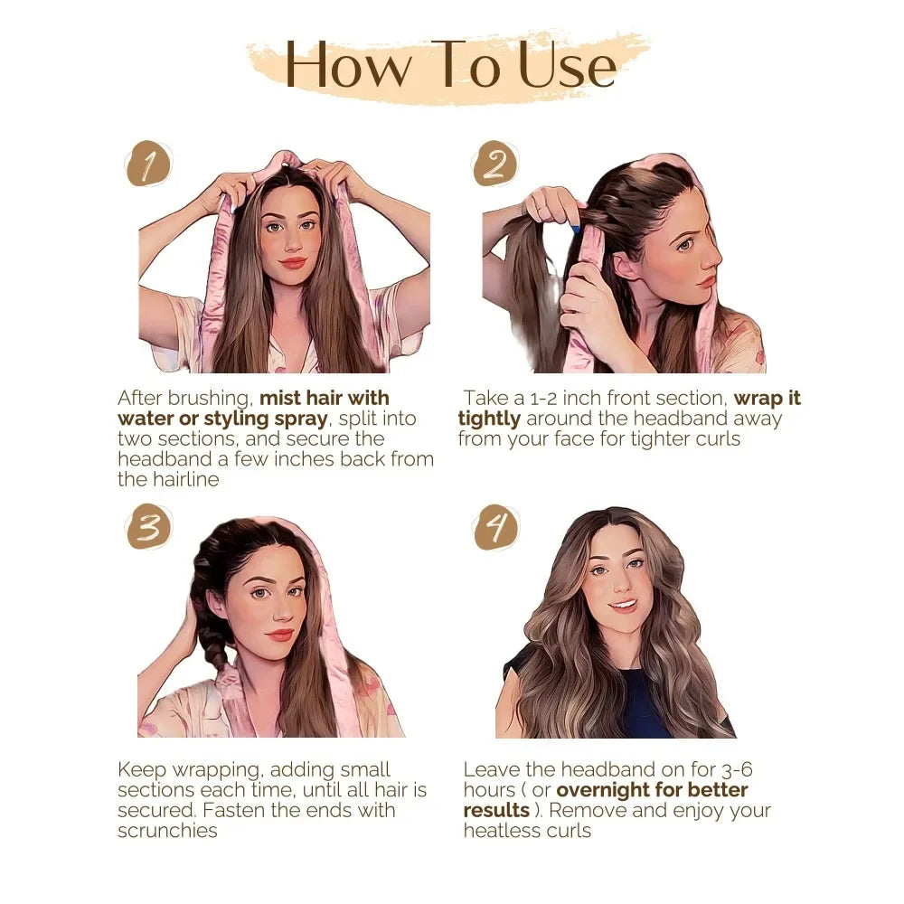 Heatless Curling Headband Set – No Heat Hair Curlers for Overnight Curls