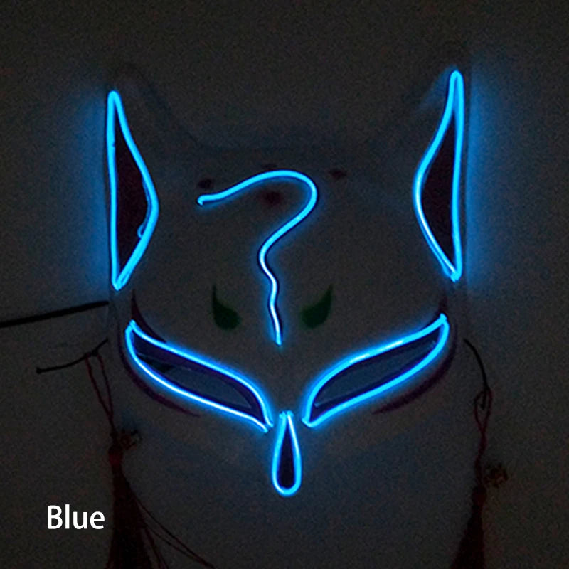 LED Neon Fox Half Face Mask – Light Up Cosplay & Halloween Mask
