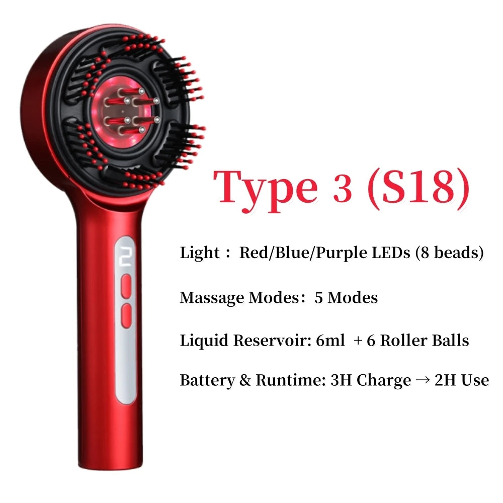 Electric Scalp Massager & Hair Growth Comb – LED Light Therapy