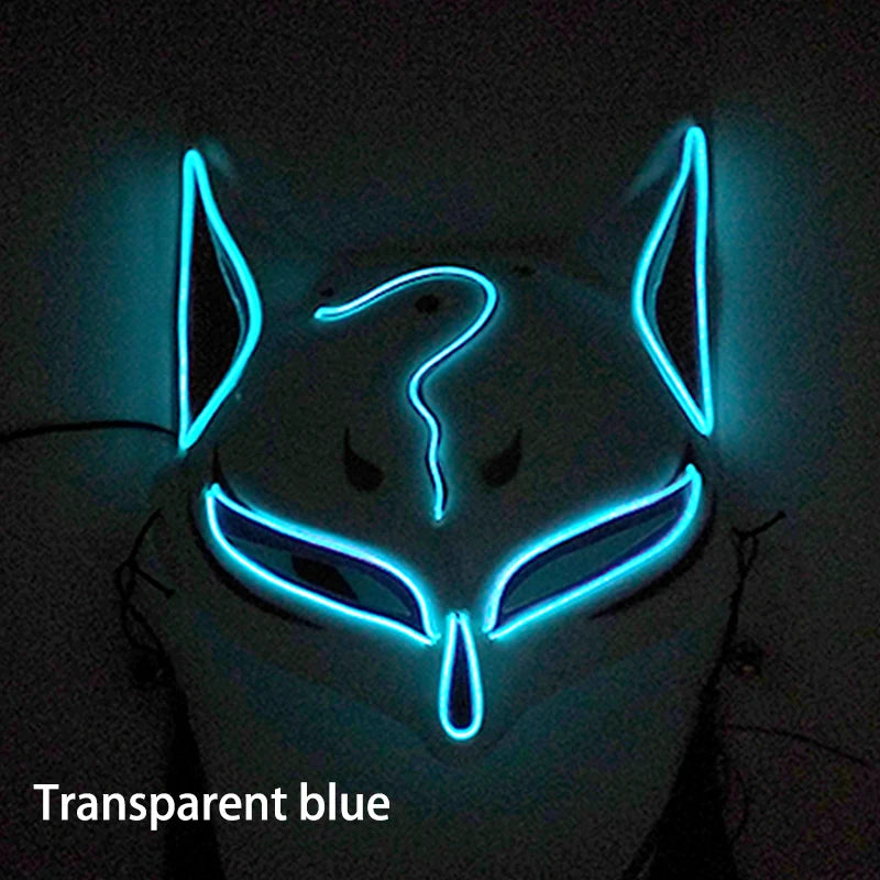 LED Neon Fox Half Face Mask – Light Up Cosplay & Halloween Mask