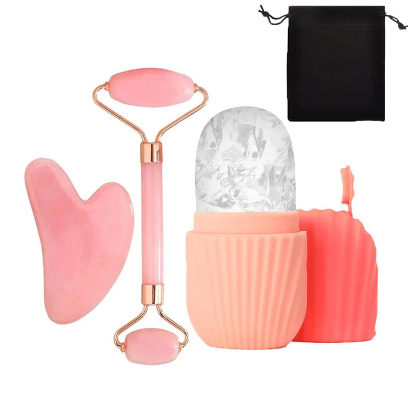 Ice Face Roller & GuaSha Set - Facial Lifting & Contouring Tool.