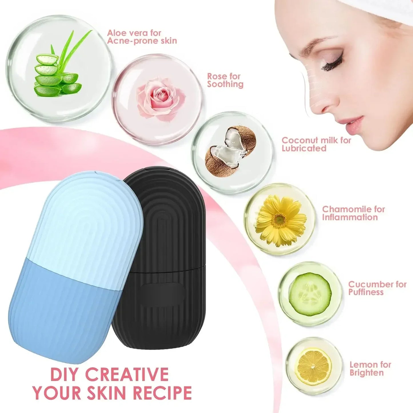 Ice Roller Facial Massager – De-Puff, Tighten & Brighten