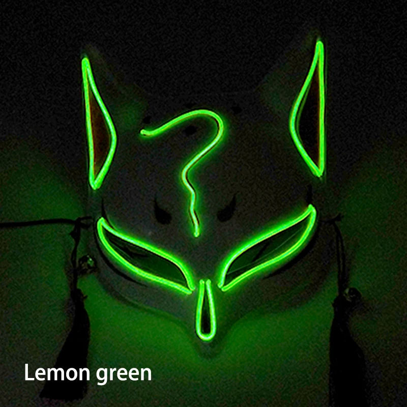 LED Neon Fox Half Face Mask – Light Up Cosplay & Halloween Mask
