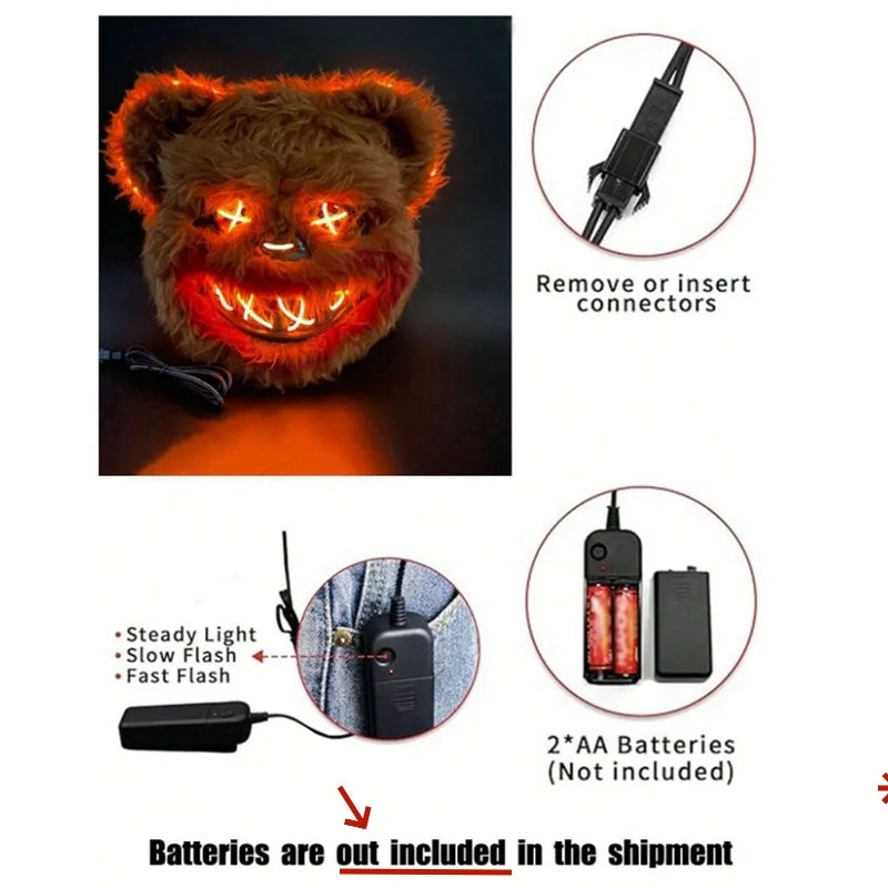 LED Halloween Animal Face Mask – Rabbit & Bear