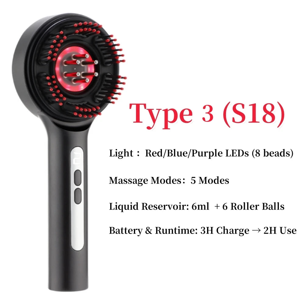 Electric Scalp Massager & Hair Growth Comb – LED Light Therapy