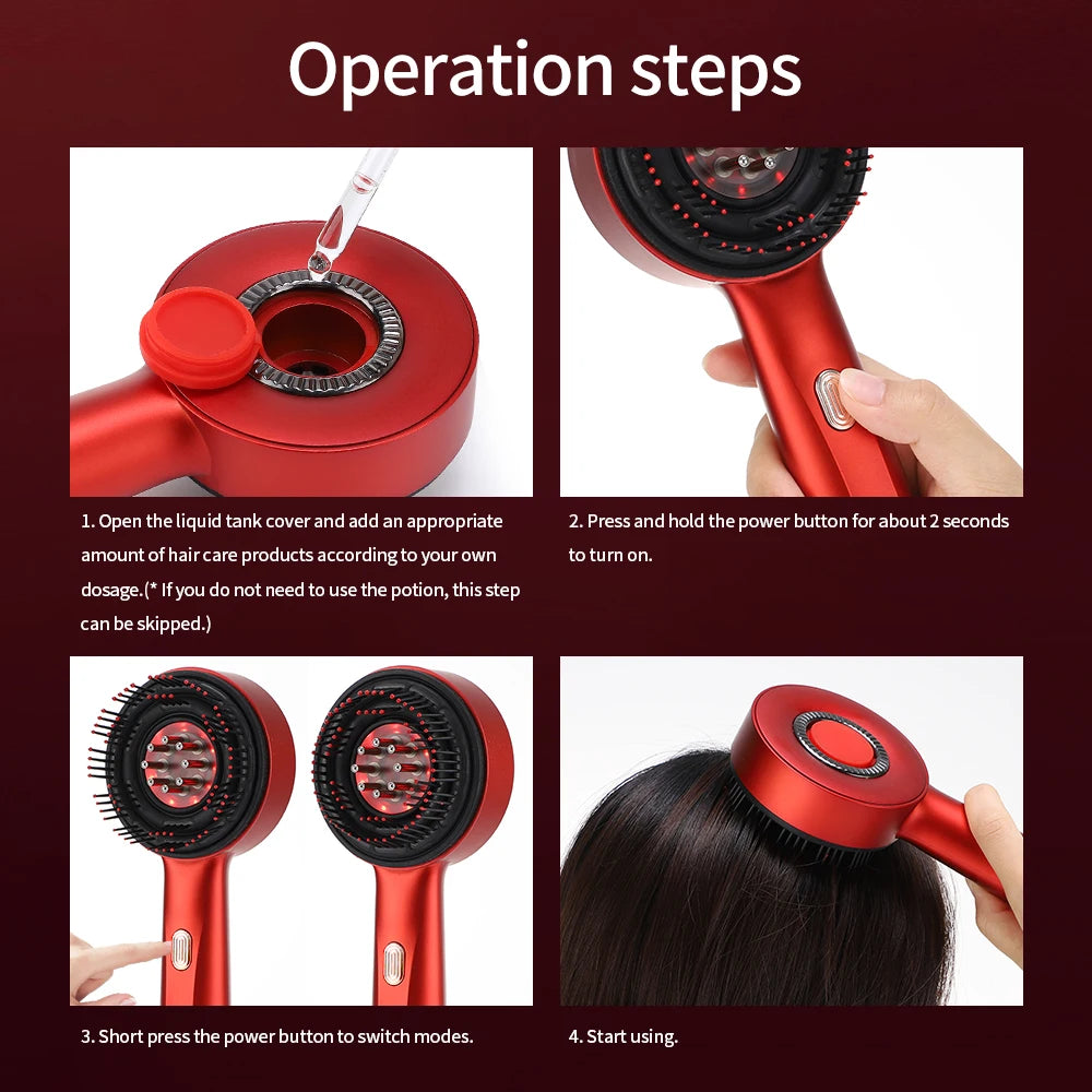 Electric Scalp Massager & Hair Growth Comb – LED Light Therapy