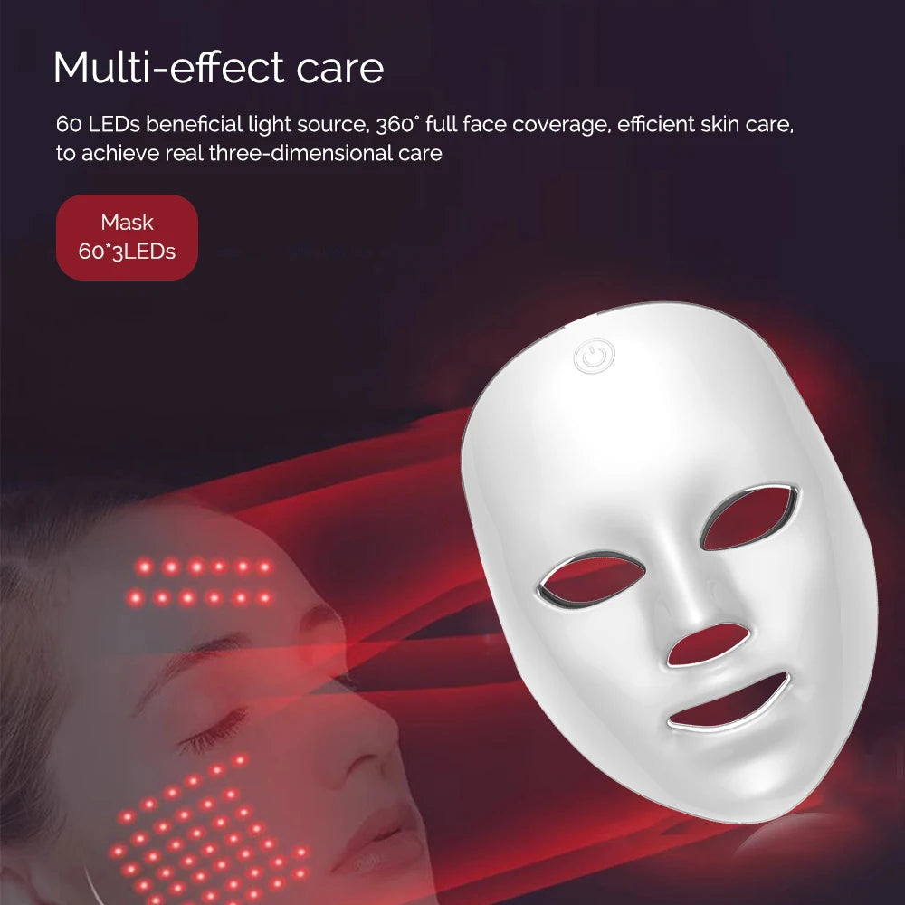7-Color LED Light Therapy Face Mask – Wireless & Rechargeable