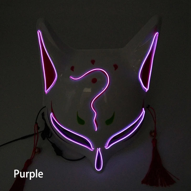 LED Neon Fox Half Face Mask – Light Up Cosplay & Halloween Mask