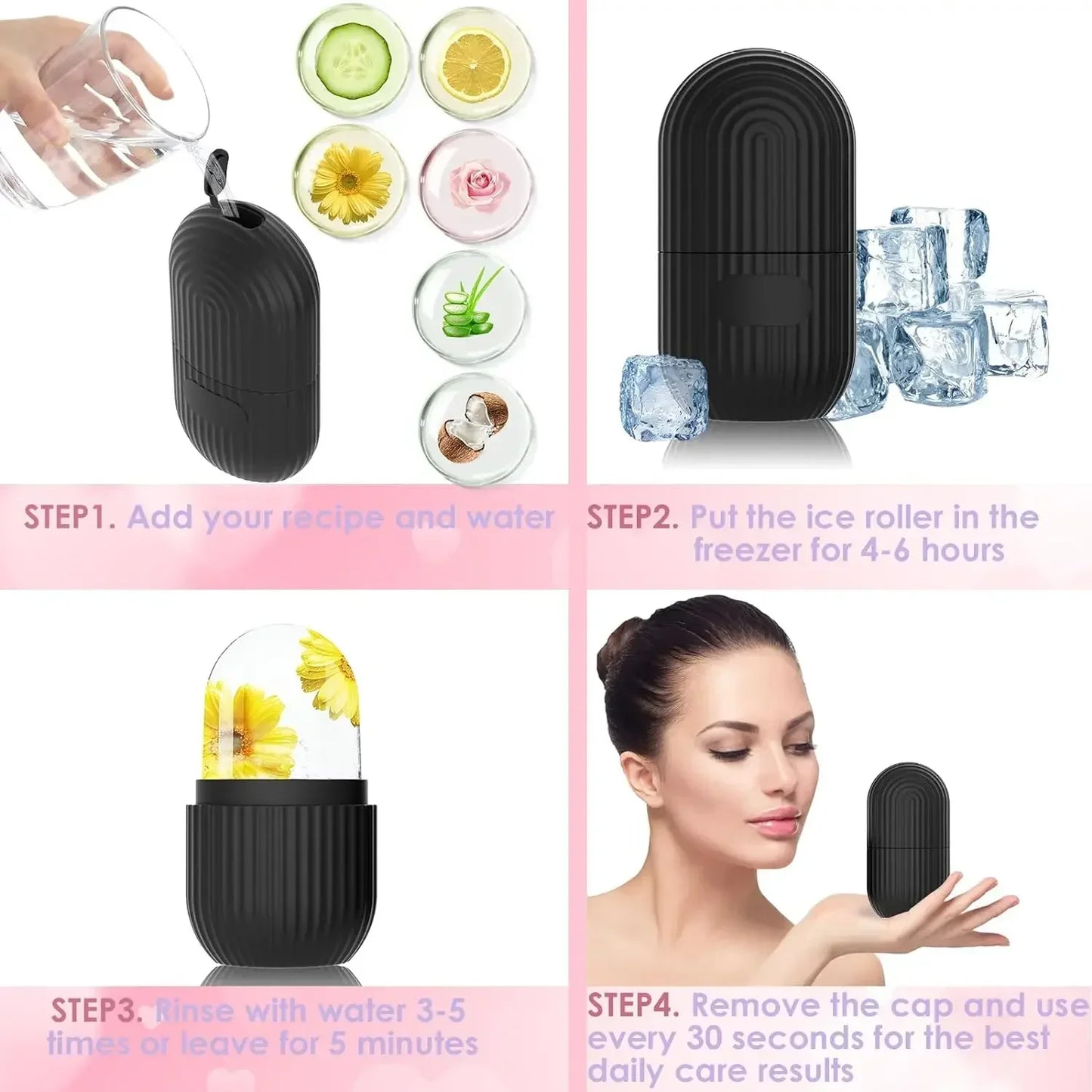 Ice Roller Facial Massager – De-Puff, Tighten & Brighten