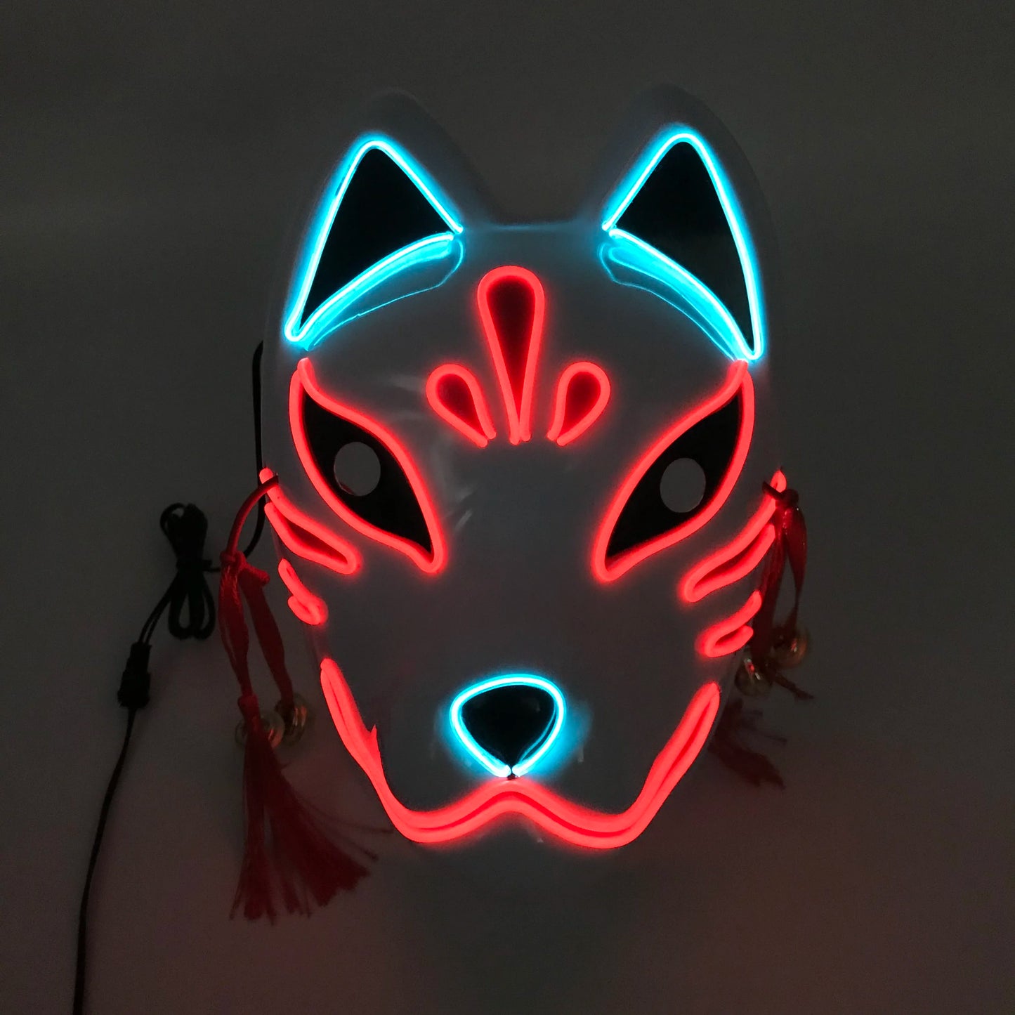 LED Neon Fox Half Face Mask – Light Up Cosplay & Halloween Mask