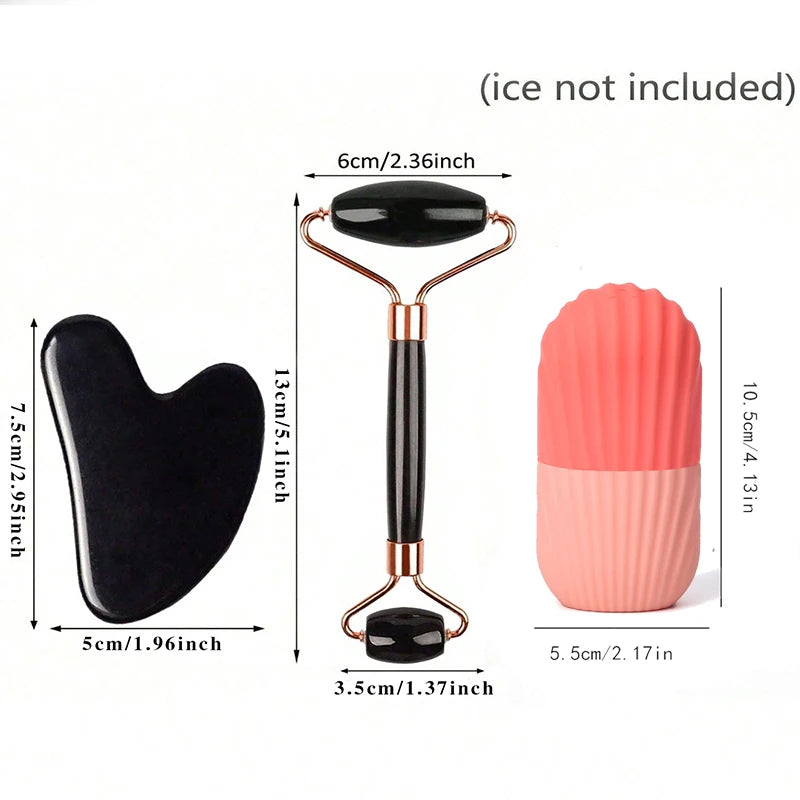 Ice Face Roller & GuaSha Set - Facial Lifting & Contouring Tool.