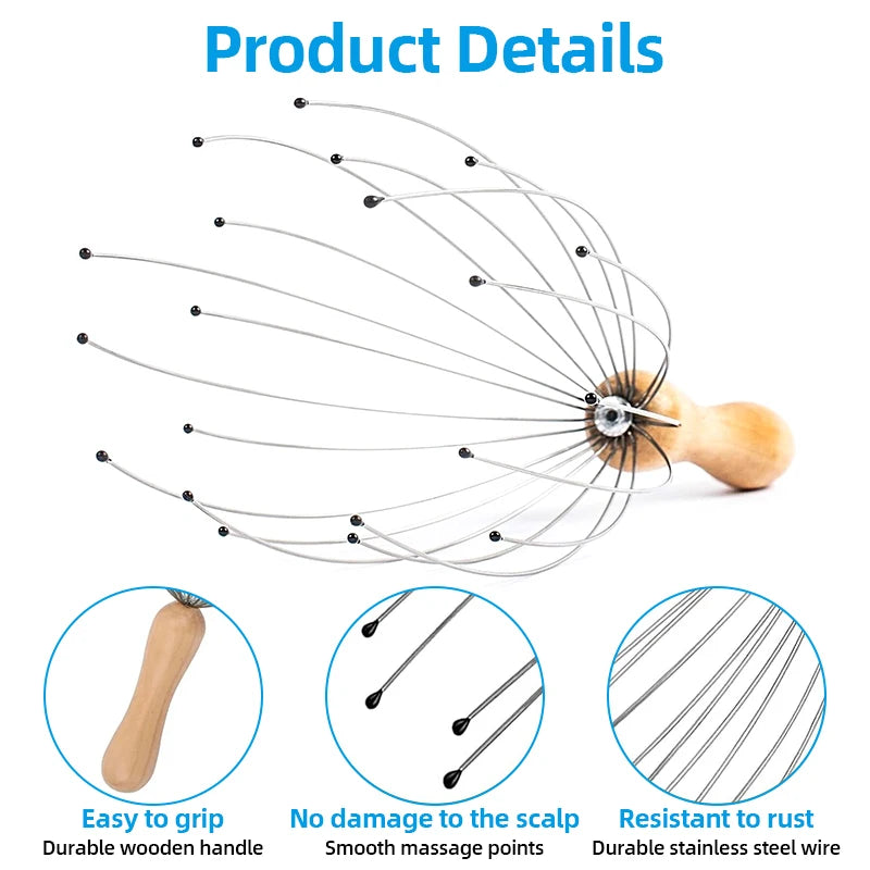 Octopus Head Massager & Shampoo Brush Set – Scalp Stimulation & Stress Relief