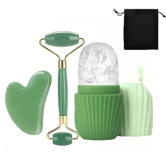 Ice Face Roller & GuaSha Set - Facial Lifting & Contouring Tool.