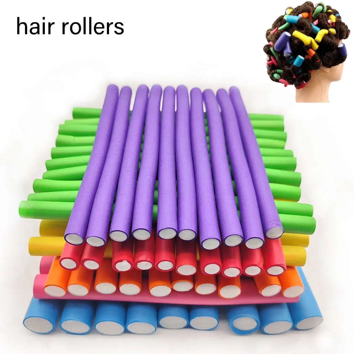 Soft Foam Bendy Hair Rollers – 10-Pack No Heat Curlers