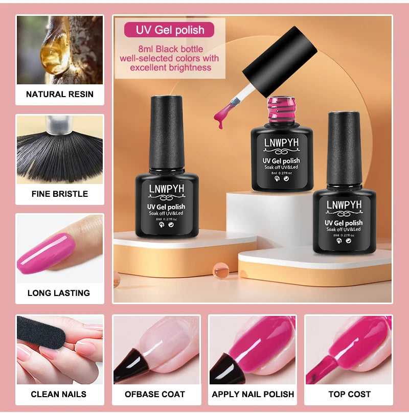 Complete Gel Nail Kit – UV Lamp, Electric Drill, 10 Colors & Base/Top Coat
