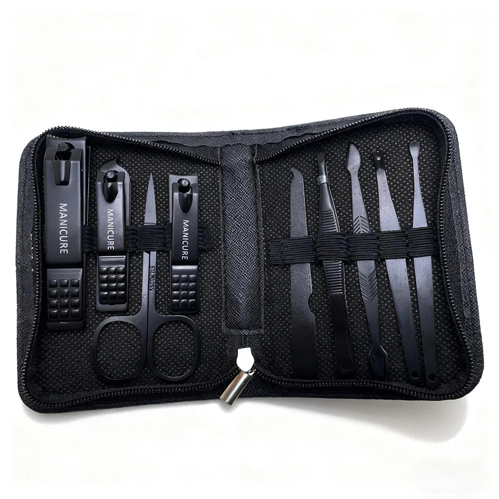 Professional Manicure Set – Stainless Steel Nail Care Kit with Leather Case