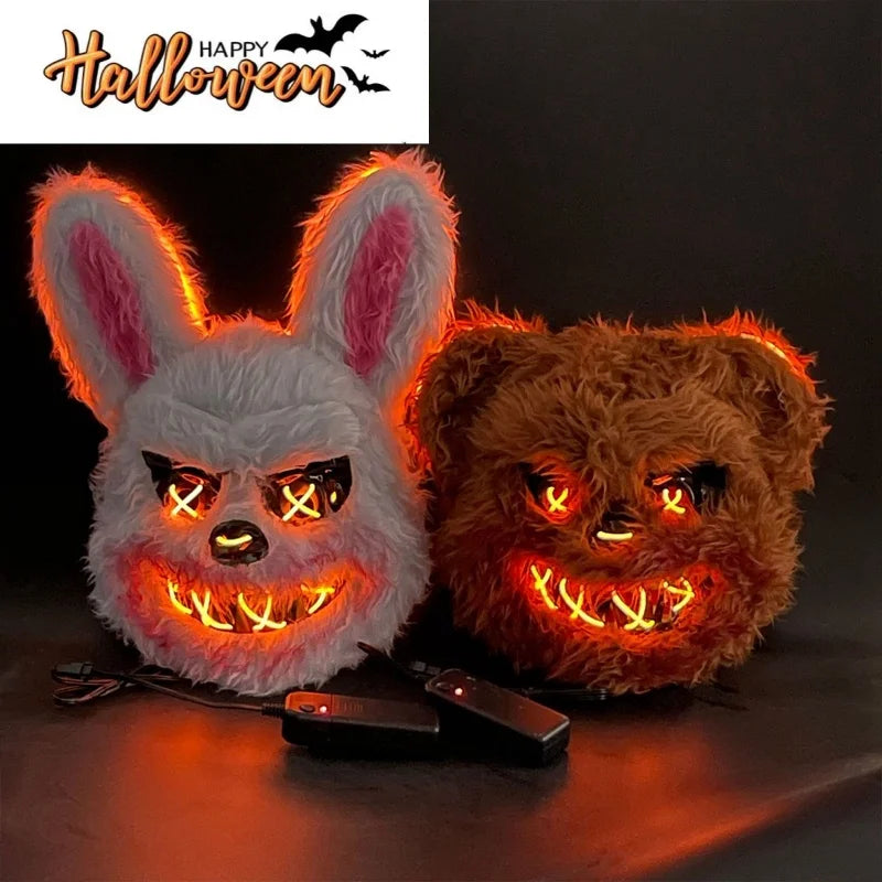 LED Halloween Animal Face Mask – Rabbit & Bear