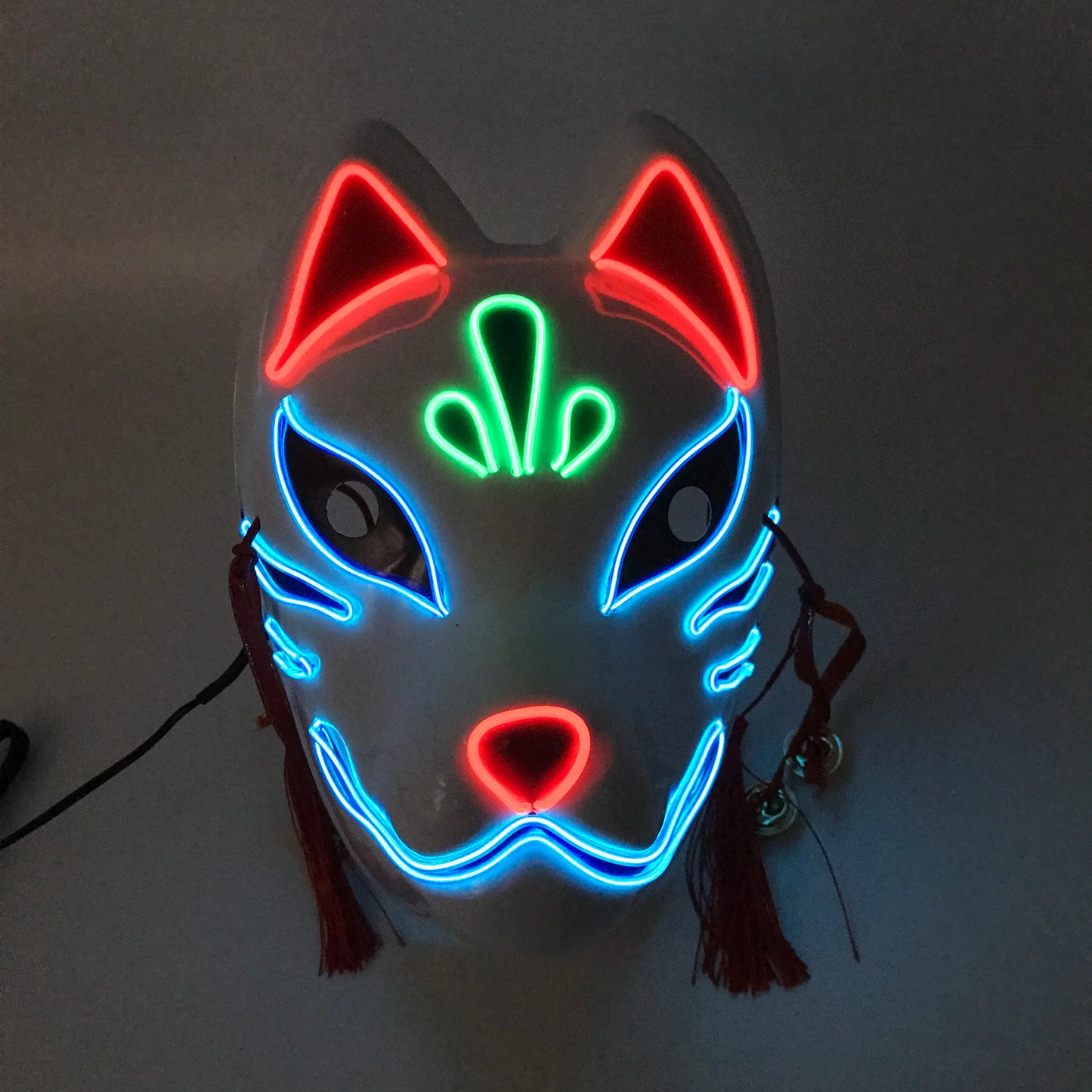 LED Neon Fox Half Face Mask – Light Up Cosplay & Halloween Mask