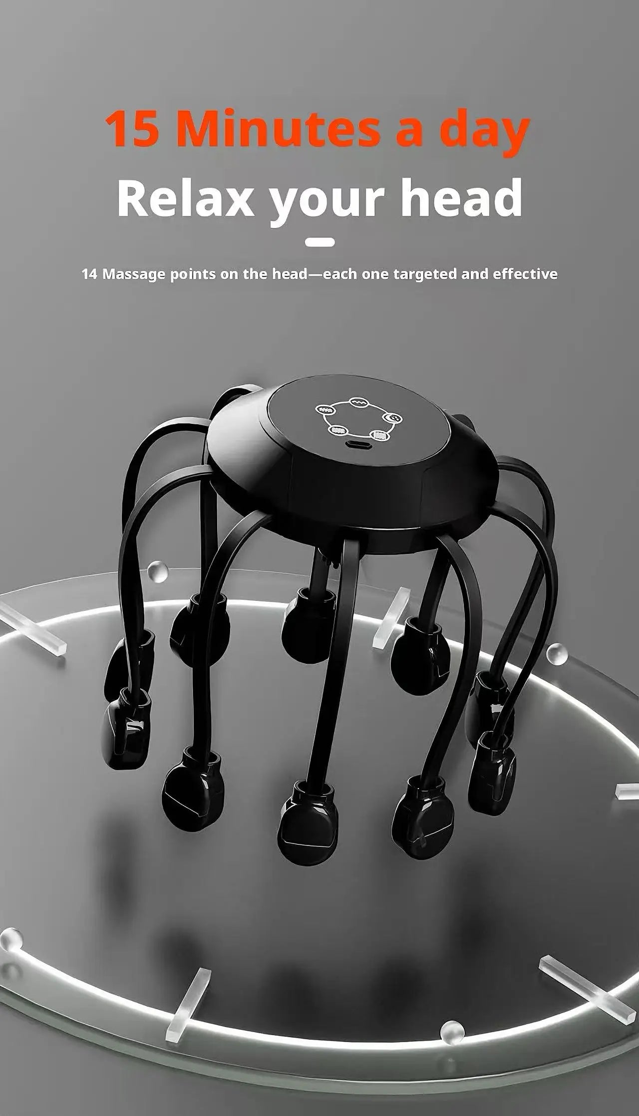 Electric Octopus Head Massager – 360° Scalp Relaxation Device