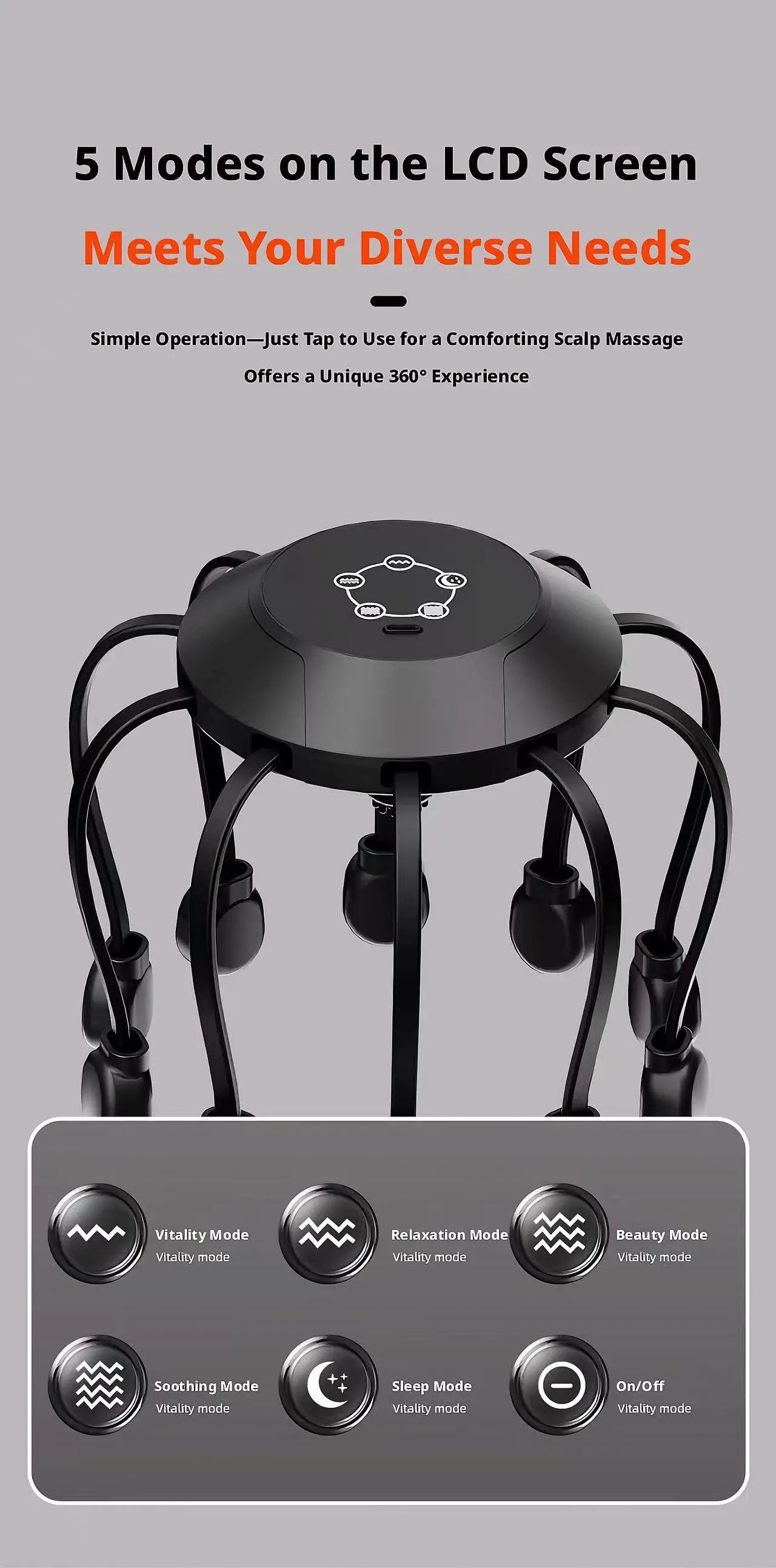Electric Octopus Head Massager – 360° Scalp Relaxation Device