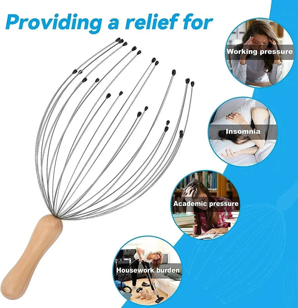 Octopus Head Massager & Shampoo Brush Set – Scalp Stimulation & Stress Relief