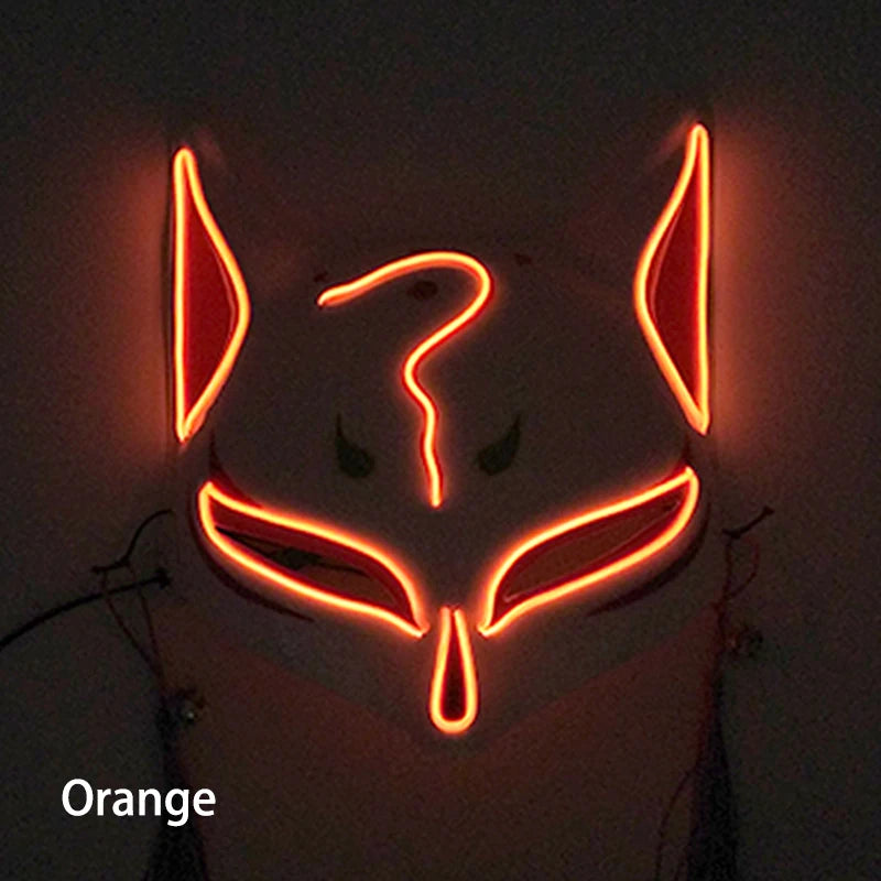 LED Neon Fox Half Face Mask – Light Up Cosplay & Halloween Mask