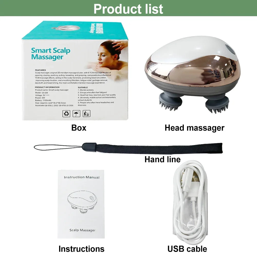 Electric Scalp Massager – 6-Mode Vibration for Hair Growth & Stress Relief