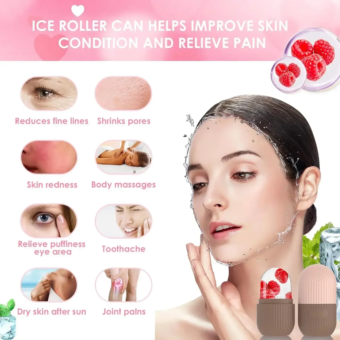 Ice Roller Facial Massager – De-Puff, Tighten & Brighten