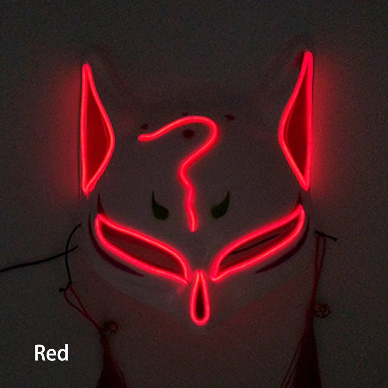 LED Neon Fox Half Face Mask – Light Up Cosplay & Halloween Mask