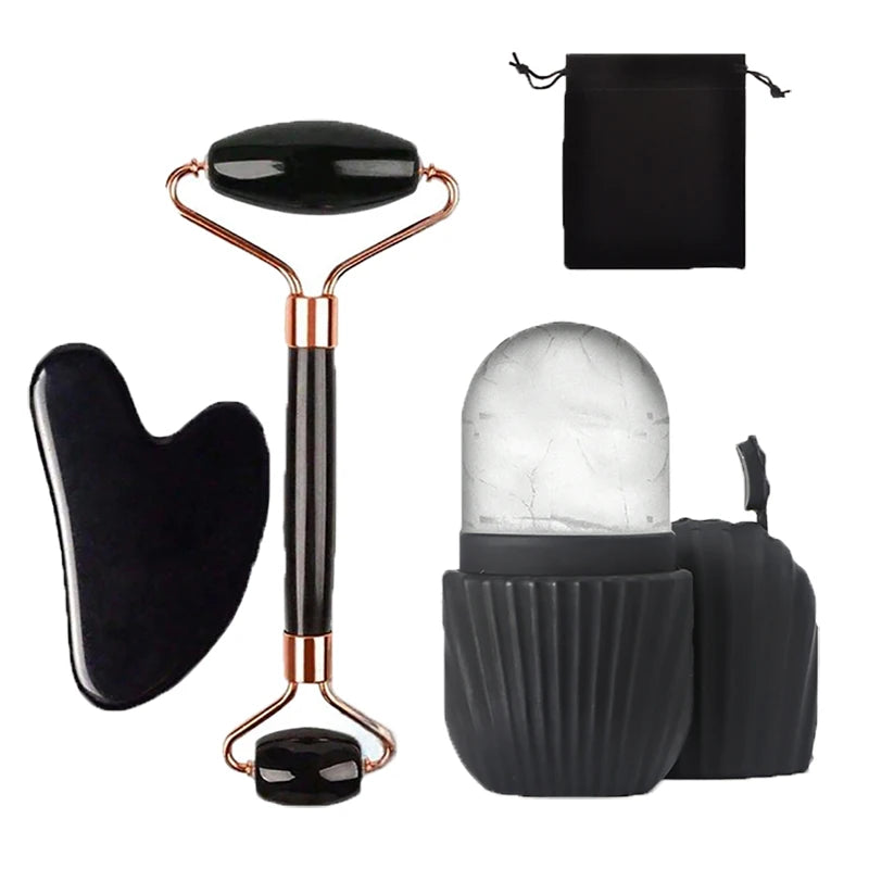 Ice Face Roller & GuaSha Set - Facial Lifting & Contouring Tool.