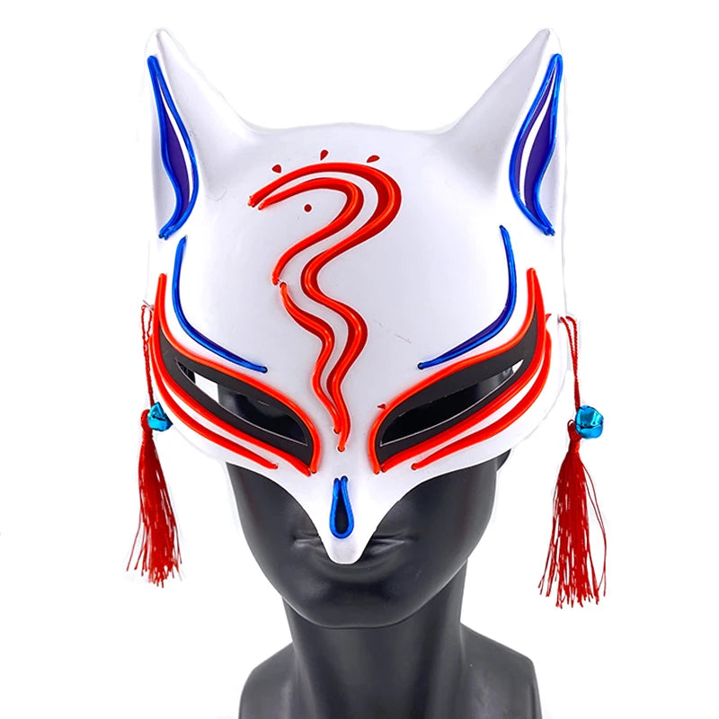 LED Neon Fox Half Face Mask – Light Up Cosplay & Halloween Mask