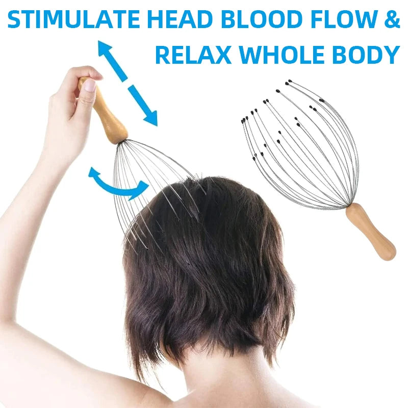 Octopus Head Massager & Shampoo Brush Set – Scalp Stimulation & Stress Relief