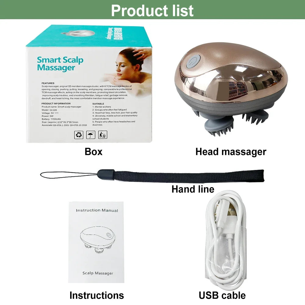 Electric Scalp Massager – 6-Mode Vibration for Hair Growth & Stress Relief