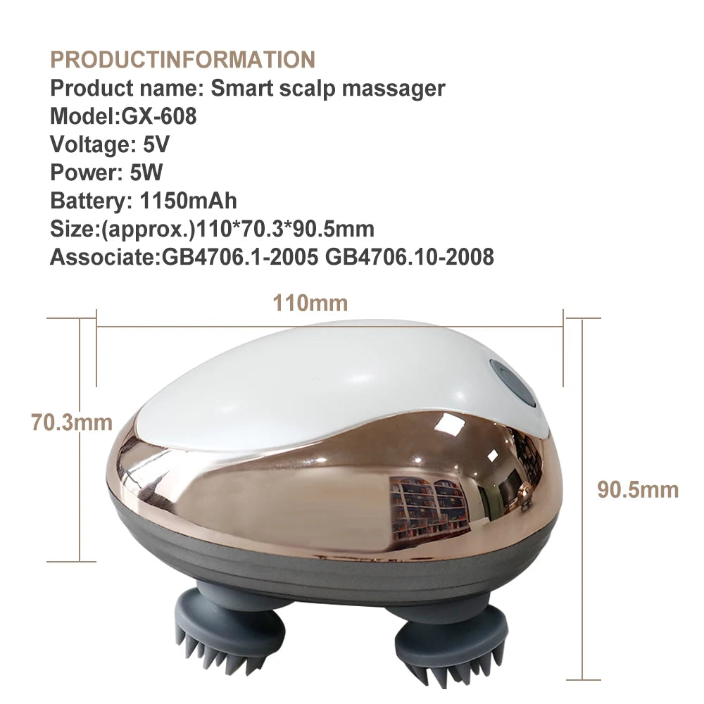 Electric Scalp Massager – 6-Mode Vibration for Hair Growth & Stress Relief